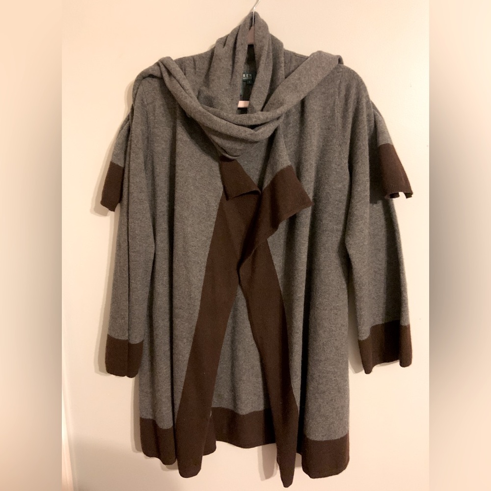 Wool/Cashmere long cardigan with scarf- Ralph Lauren